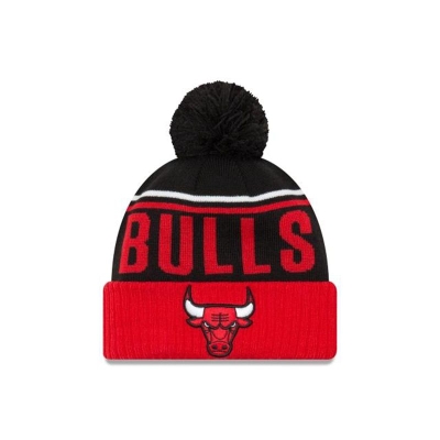 Black Chicago Bulls Hat - New Era NBA Jumbo Cheer Knit Beanie USA5012437